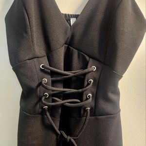 Cherry Mellow Black Corset Midi Dress Size Medium